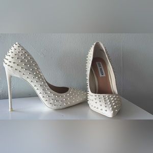 Steve Madden studded pointed Vala stiletto white